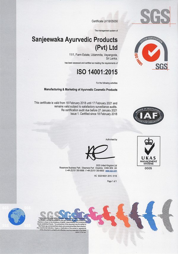 ISO 14001 : 2015 Certificate